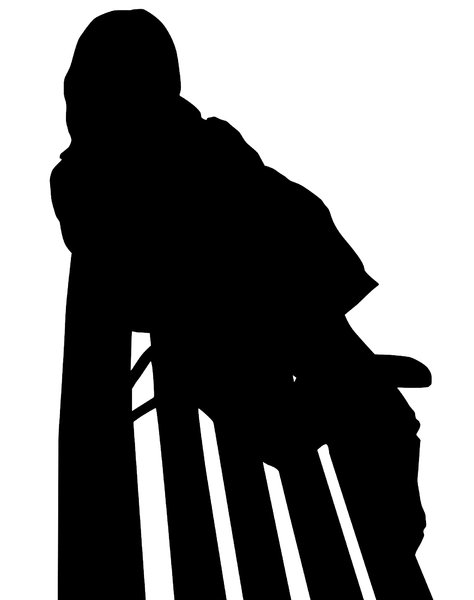 Girl on bench silhouette