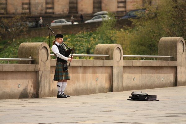 Busking Bagpiper