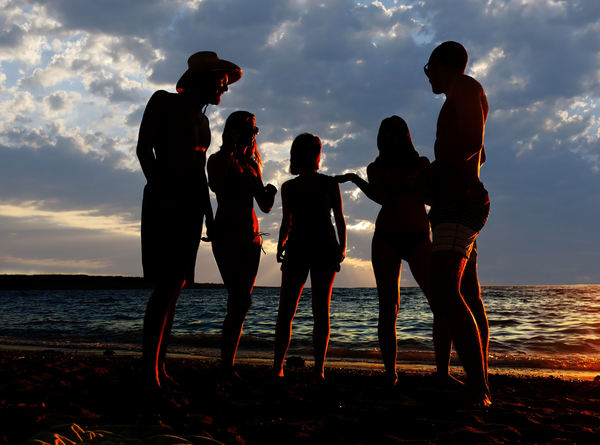 talking on the beach